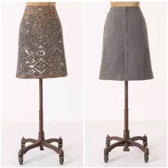 Anthropologie Moulinette Soeurs Beaded Felt Skirt SIZE 10P...